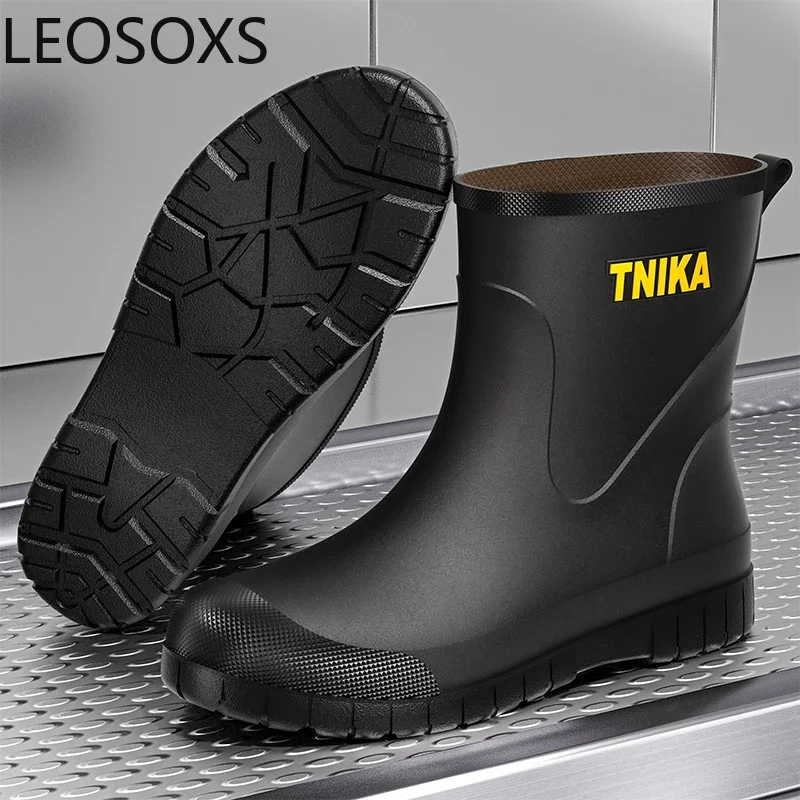 Sapatos de chef masculinos, bico redondo, bota de chuva deslizante para homens, cano baixo, à prova d'água, fácil de limpar, sapato de trabalho, antiderrapante, resistente ao desgaste