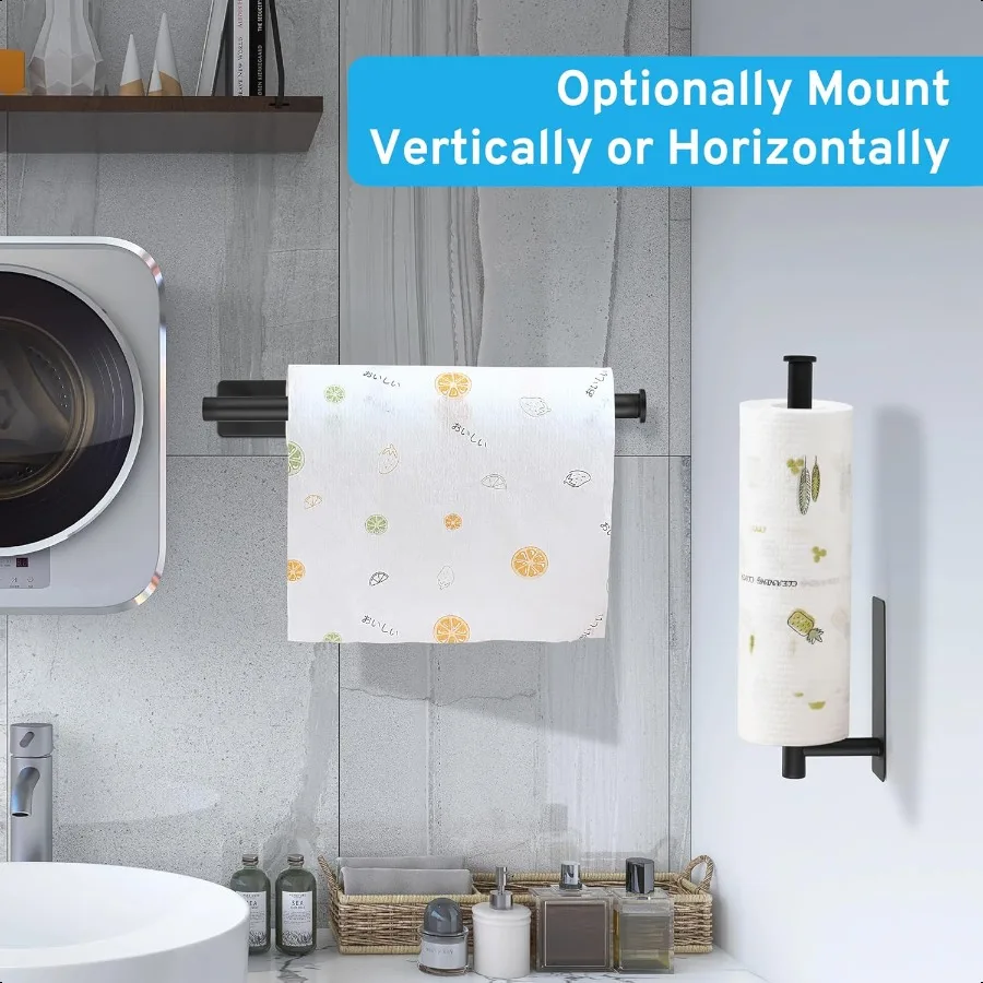 حامل المناشف الورقية من الجيل الثاني تحت الخزانة بدون حفر [أكثر قوة] حامل المناشف الورقية ذاتي اللصق أو الحفر على الحائط لـ