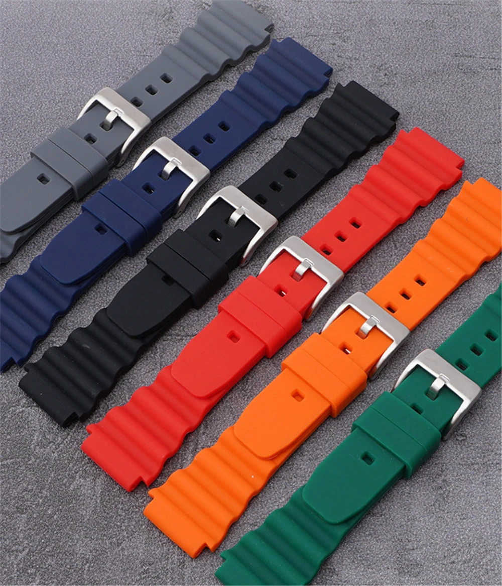Силиконовый ремешок 20 мм 22 мм для Seiko SKX007 SRP777J1 CITIZEN, спортивный водонепроницаемый ремешок для дайвинга для Casio, универсальный ремешок для часов, ремень