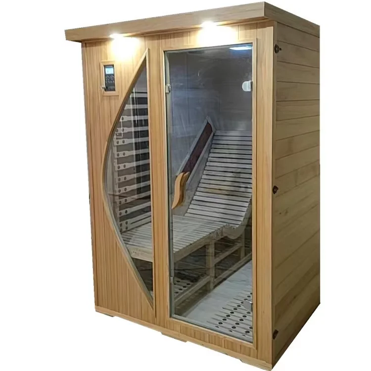 Outdoor Square Solid Wood Sauna Room With Traditional Classic Design Far-Infrared Heating Customizable For 1-6 Persons