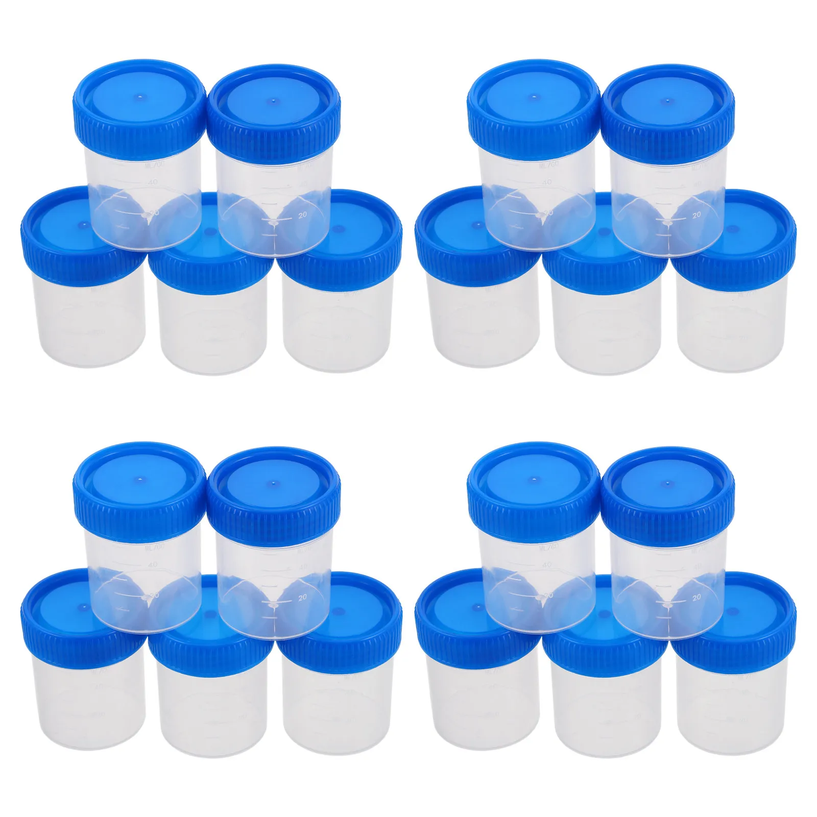 

20Pcs Urine Sample Cups 60Ml Graduated Transparent Plastic Pee Cups Lids for Lab Testing Hospital Clinical Use Urine