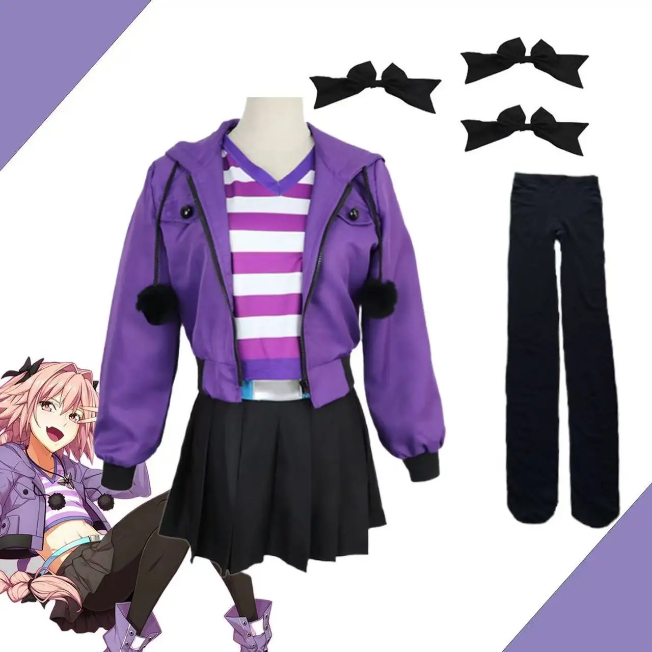 

Cosplay Outfit Astolfo Daily Sportswear Purple Set for Anime Suitable for Stage Series