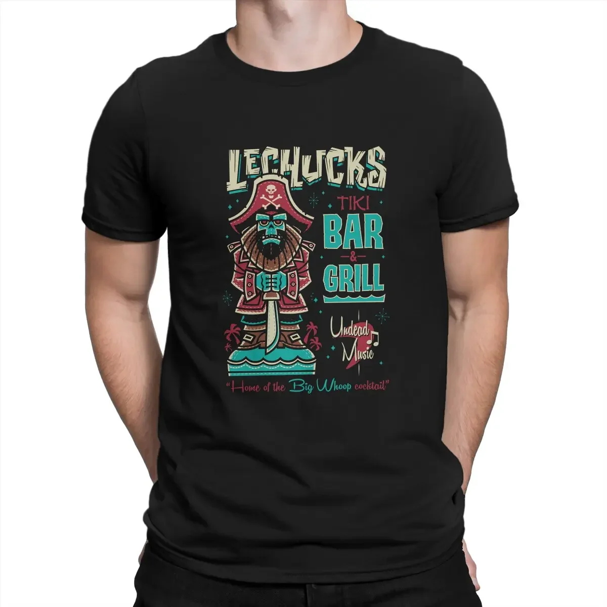 Monkey Island Lechucks Tiki Bar Tshirt Graphic Men Tops Vintage Grunge Summer Polyester Clothes Harajuku T Shirt