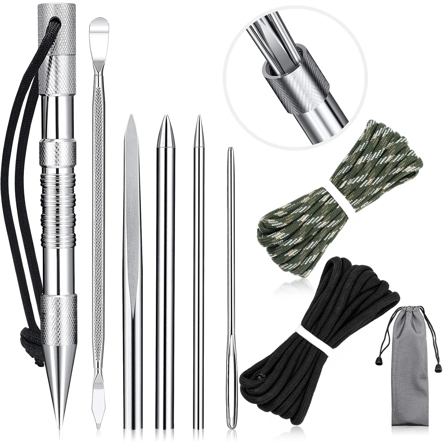 Stainless Steel FID Set Paracord Stitching Set Paracord FID Marlinspike Set Including Paracord Stitching Lacing Stitching Needle