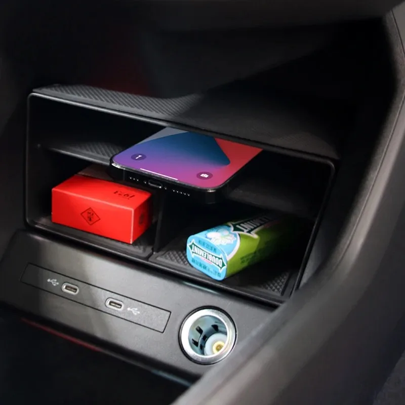 

For Audi Q5 Q4 E-tron ABS Car Central Control Storage Box Storage Box Tray Mobile phone storage box Car Accessories