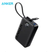 Anker Power Bank Battery Pack, 20,000mAh 22.5W High Speed Charging Portable Charger with Built-in USB C Cable, 1 USB-C, 1 USB-A,