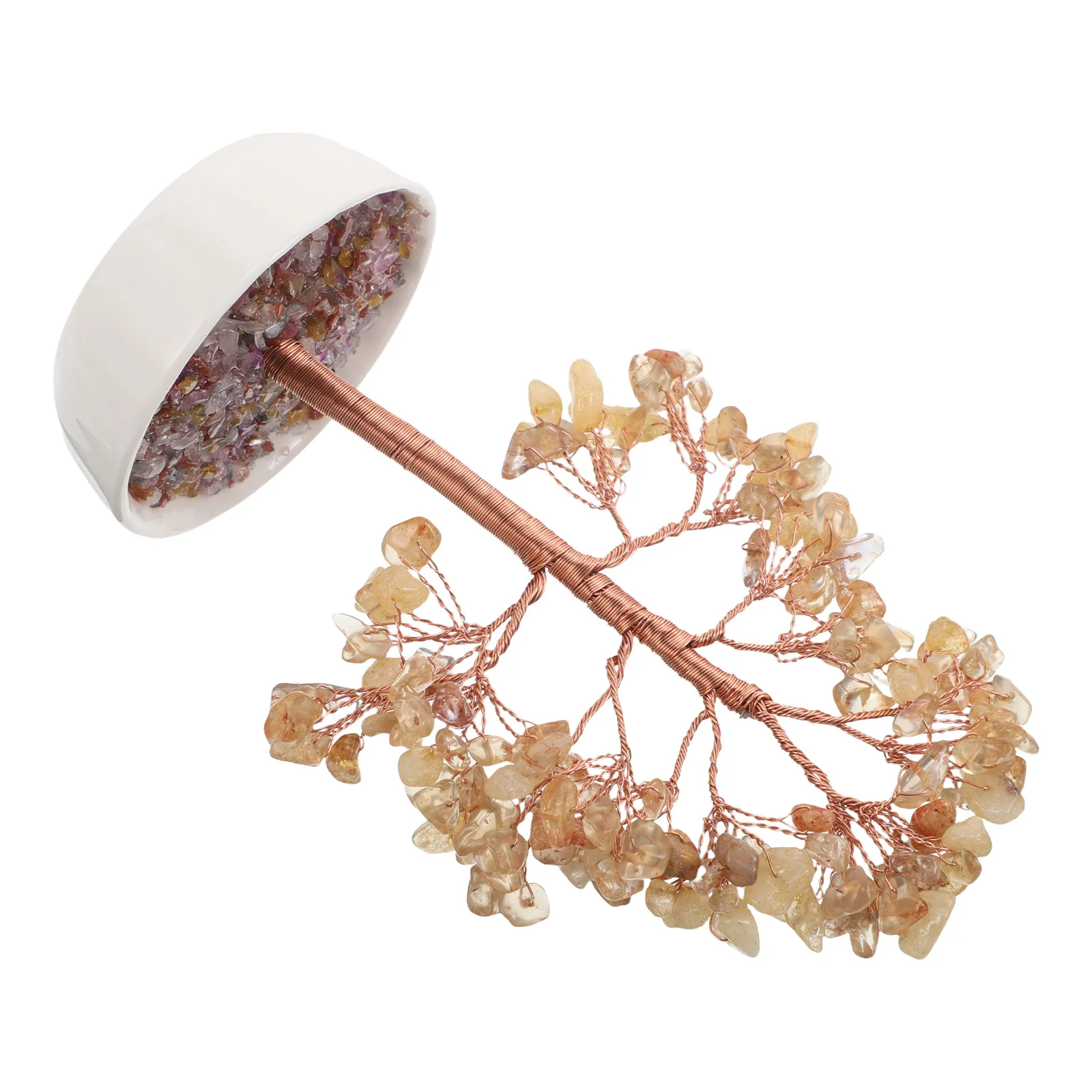 

Handmade Citrine Crystal Money Tree Natural Desktop Ornament Ceramic Bowl Office Desk Decoration Wealth Gift Money Tree