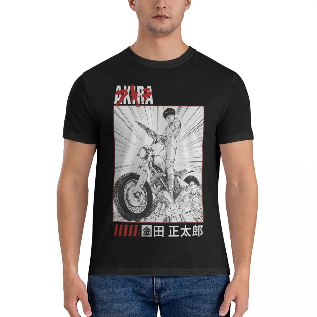 Funny Akira T-Shirt Men's Cotton Short Sleeve Cyberpunk 80s Movie Anime Manga Vintage Crewneck Tops Shirts