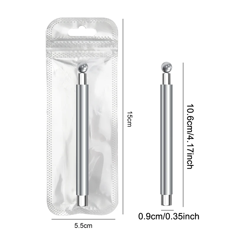 แท่งแม่เหล็กทำเล็บลายตาแมว ลูกบอลแม่เหล็ก ด้ามจับอะลูมิเนียม ทรงกระบอก อุปกรณ์แม่เหล็กเจลยูวี แบบสองหัว สำหรับตกแต่งเล็บ