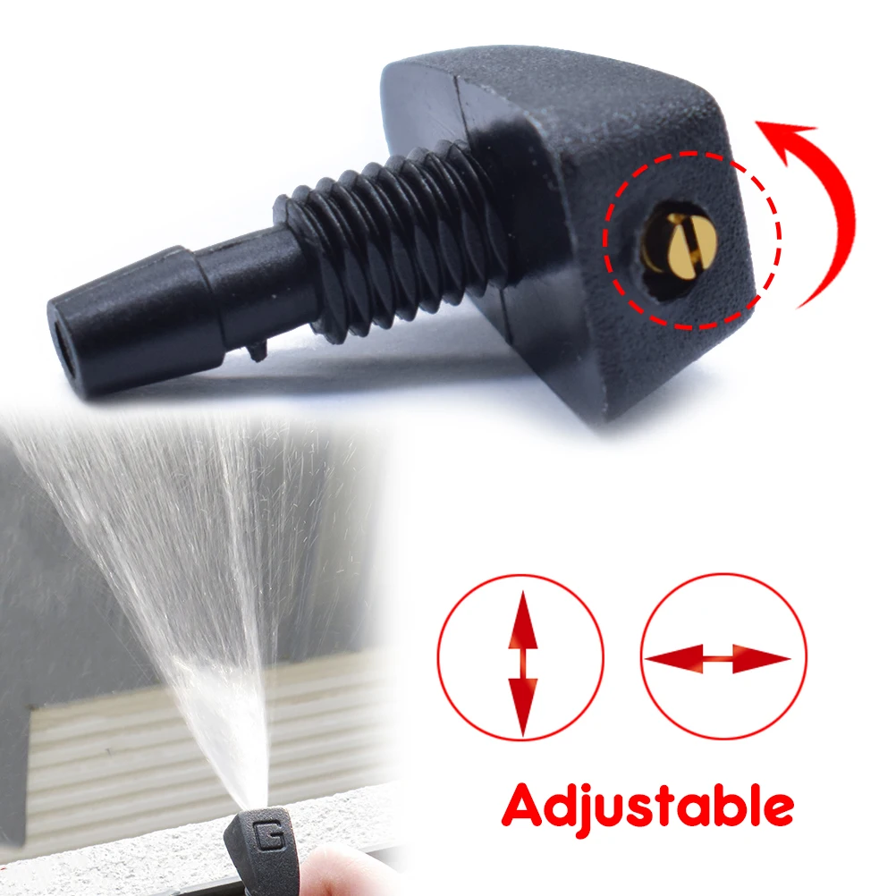 Pair of Car Front Windshield Windscreen Washer Jet Nozzles Water Fan Spout Cover Washer Outlet Adjustment Universal Wiper Nozzle