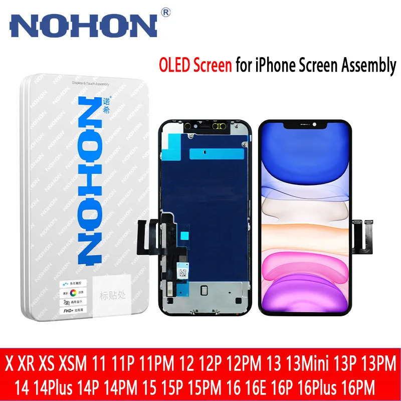 

Высококачественный OLED-экран NOHON для iPhone XSM 11 12 13 14 14Pro 15 15PM 16Pro 16PM для замены экрана iPhone с инструментами