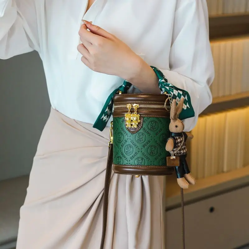 Bucket Bag Women' New Niche Personality Simple Exquisite Bag Women's Fortune Design Fashionable Bucket Texture Portable Cylinder
