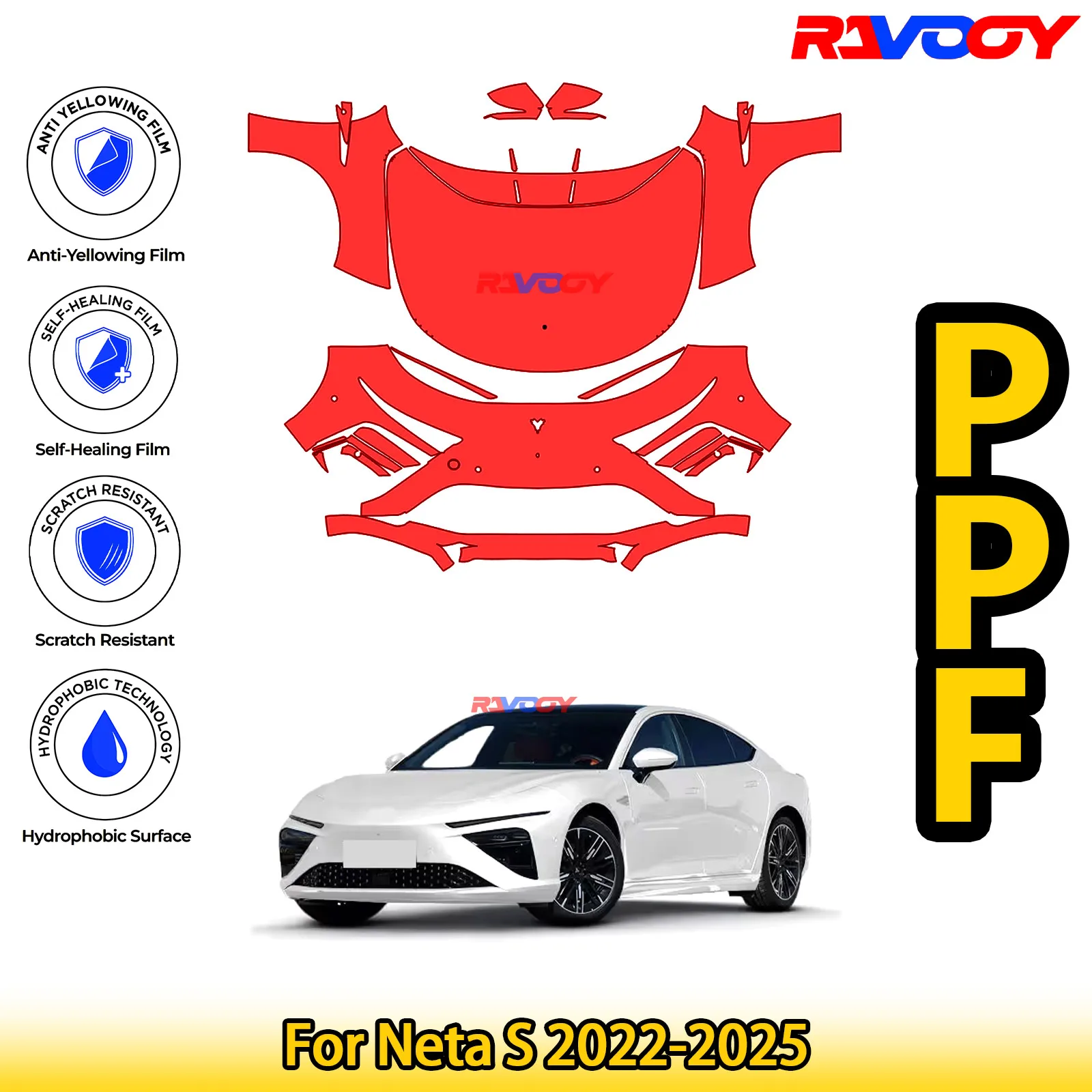 

For Neta S 2022-2025 Glossy Matte Black Precut front PPF Kit Paint Protection Film