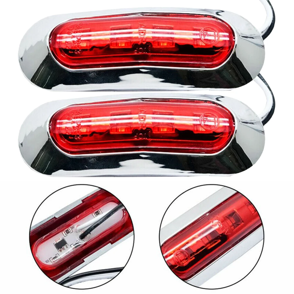 LED Lamp Side Marker Light Indicator Light Parking Light Set Waterproof 2Pcs ABS+ PMMA Light Cover Car Truck Trailer