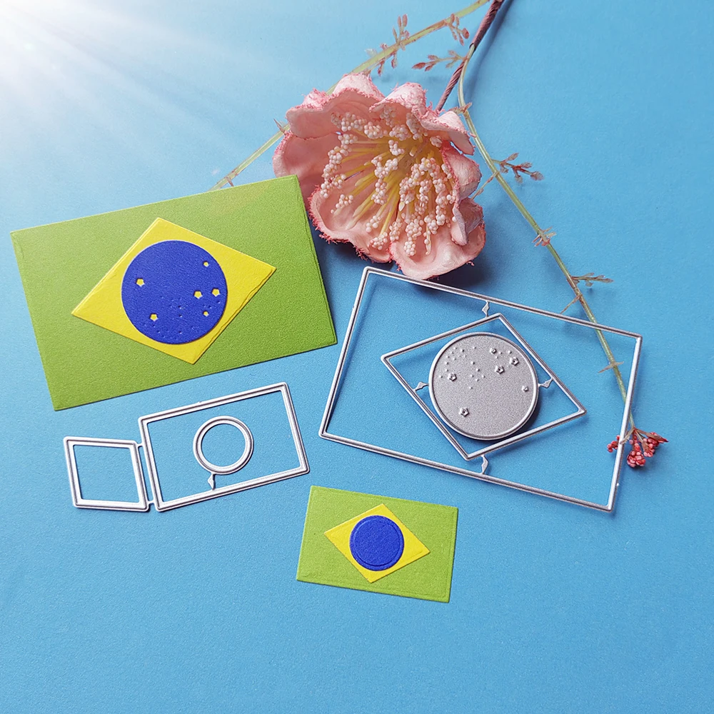 beautiful brazil flag cutting dies for English letters, scrapbooks, reliefs craft stamps, photo album puzzl