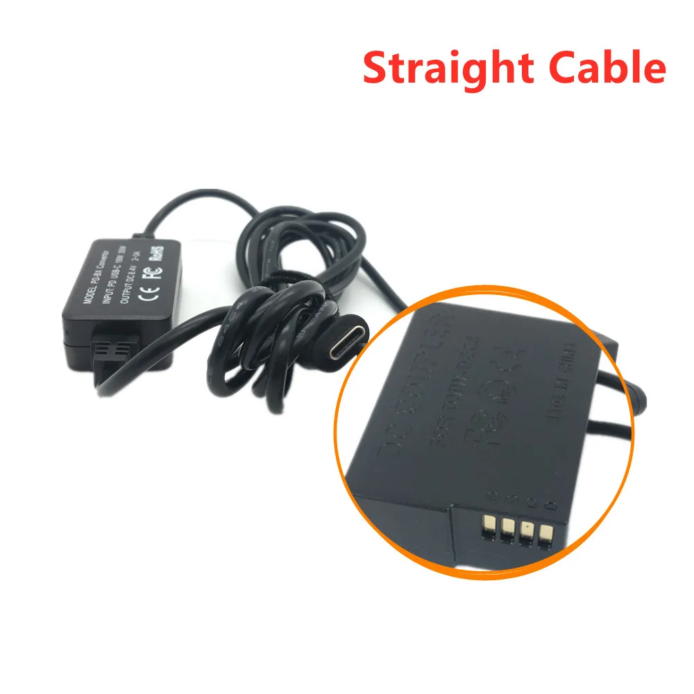 DCC8 Dummy Battery + PD Type-C Adapter Cable for for Panasonic FZ200 FZ300 GH2 G5 G6 G7 GX8 Cam Power Bank as DMW BLC12 BLC12E