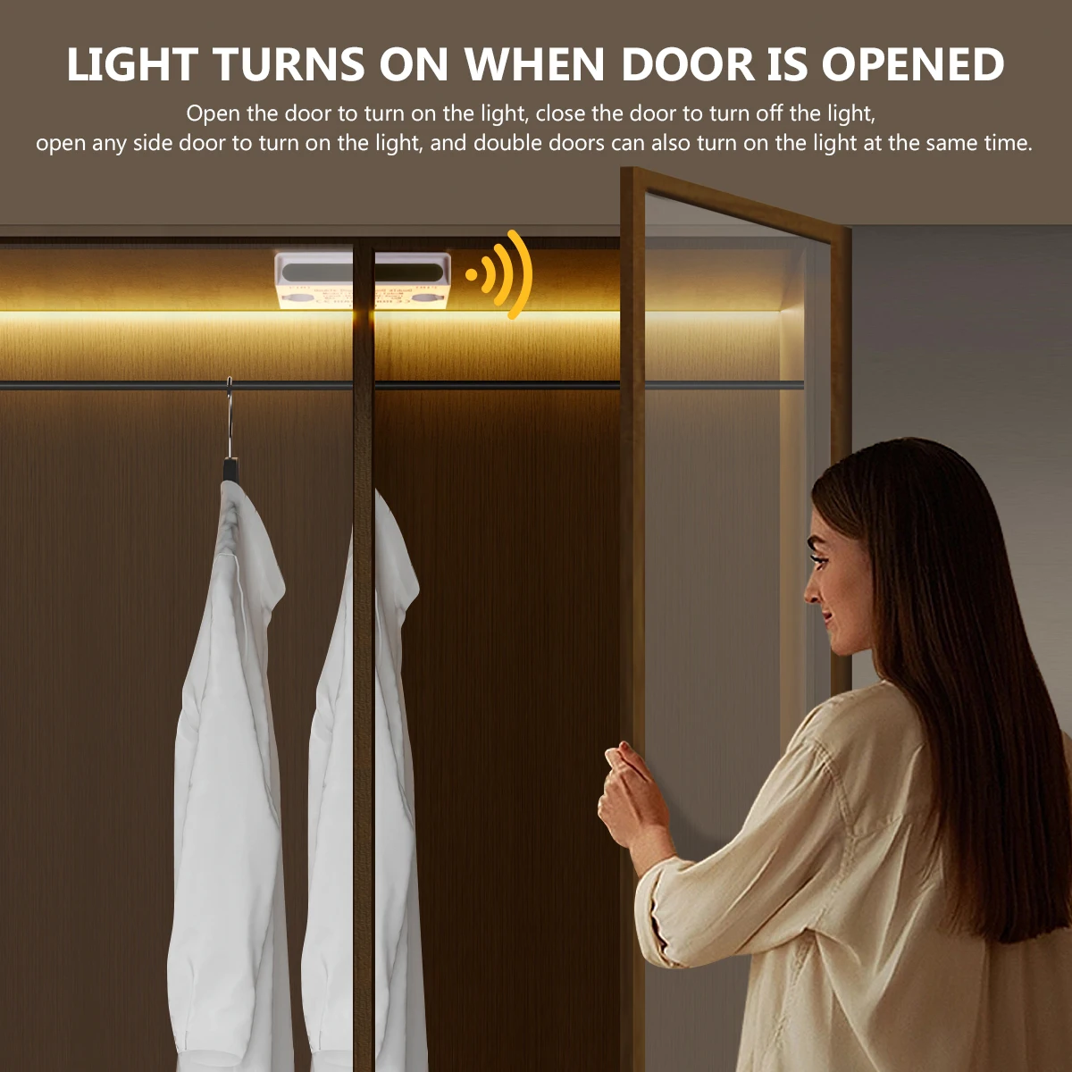 Motion Sensor Led COB Light Strip 24V Door Sensor Switch Auto ON/OFF Diode Tape ruban led for Cabinet Wardrobe Kitchen