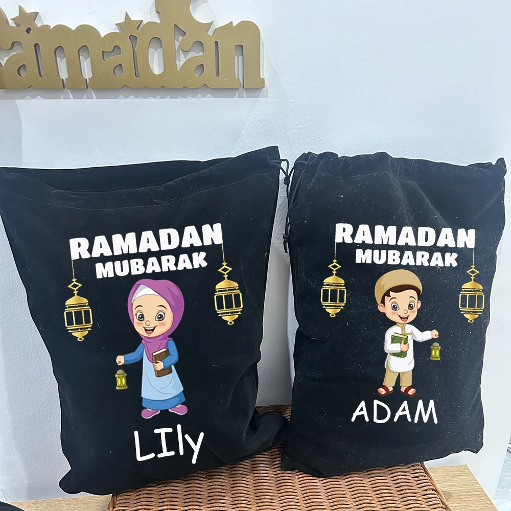 Custom Personalized Eid Mubarak sack Eid al-Fitr Muslim Islamic Ramadan Kareem decoration children kid boy girl present gift bag