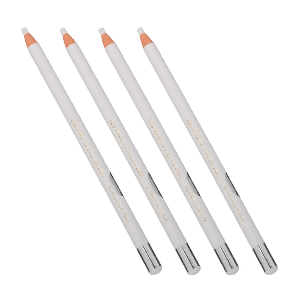 4pcs White Eyebrow Pencil Simple Multipurpose Eyeliner Pencil Eye Makeup Tool For Women Girls Eye Line Drawing Pen Kit