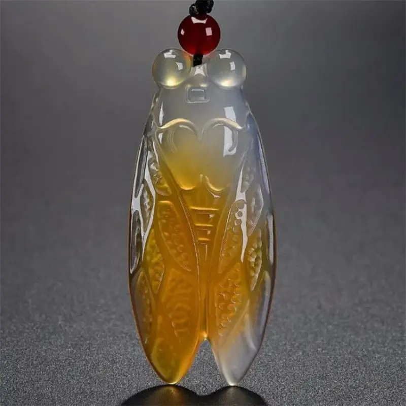 Natural Ice Chalcedony Golden Cicada Cicada Pendant Agate Pendant