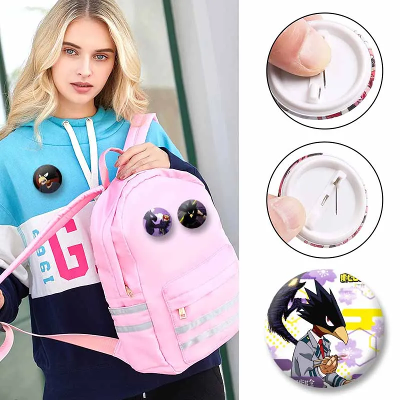 Fumikage Tokoyami Anime Figure Cute Pin for Boys Girls Cartoon Character Brooches Creative Bag Badge Fashion Jewelry Accessories