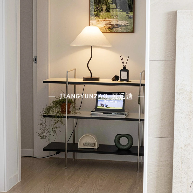 

Medieval storage baffle rack living room floor multi-layer decorative ins stainless steel display rack simple decorative rack
