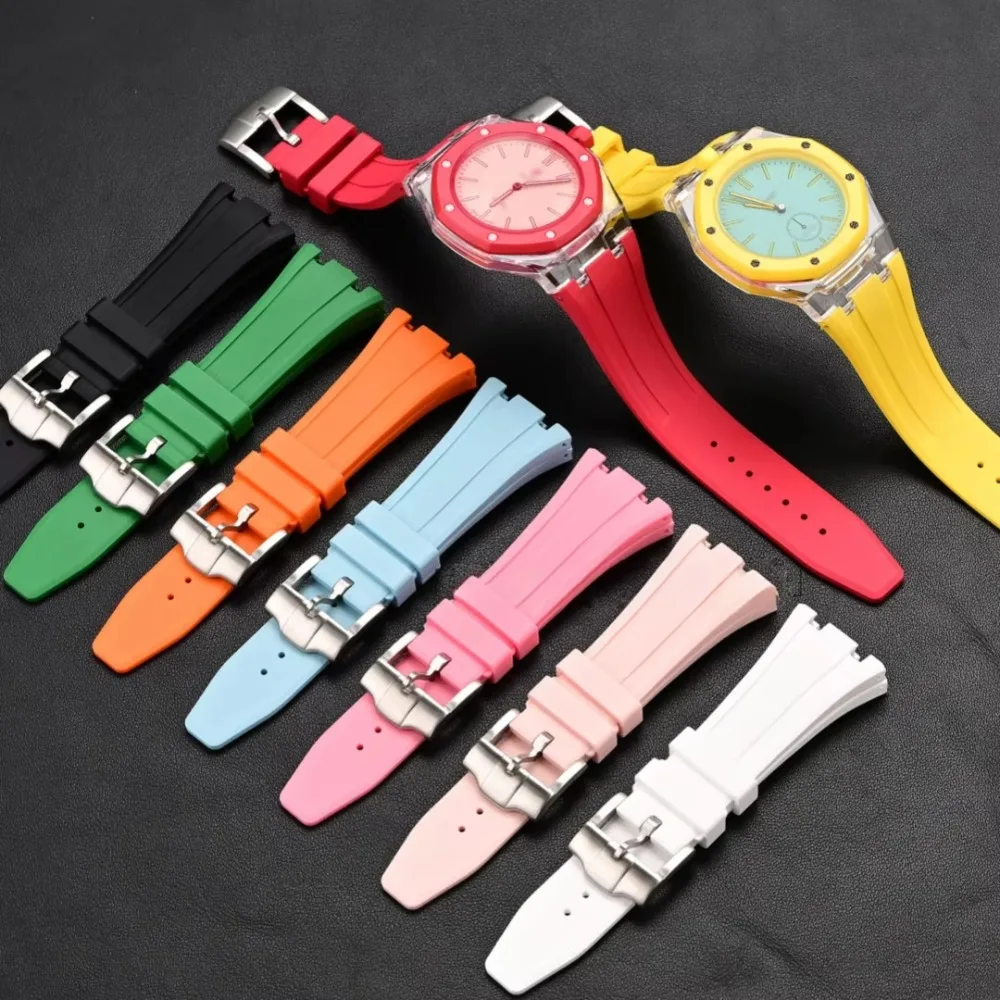 High Transparency Polycarbonate Case FKM Rubber Strap Kit Compatible with Swatch X AP Royal POP Pocket Changer Protective Watch