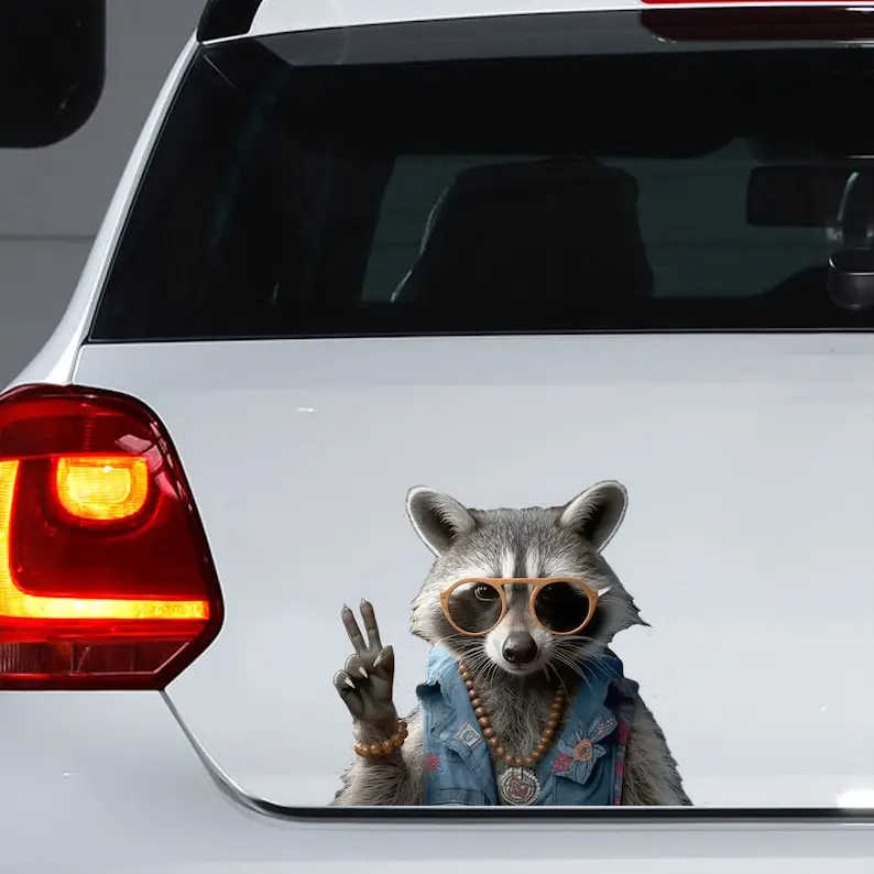 Raccoon sticker , raccoon magnet, raccoon car decal, car sticker