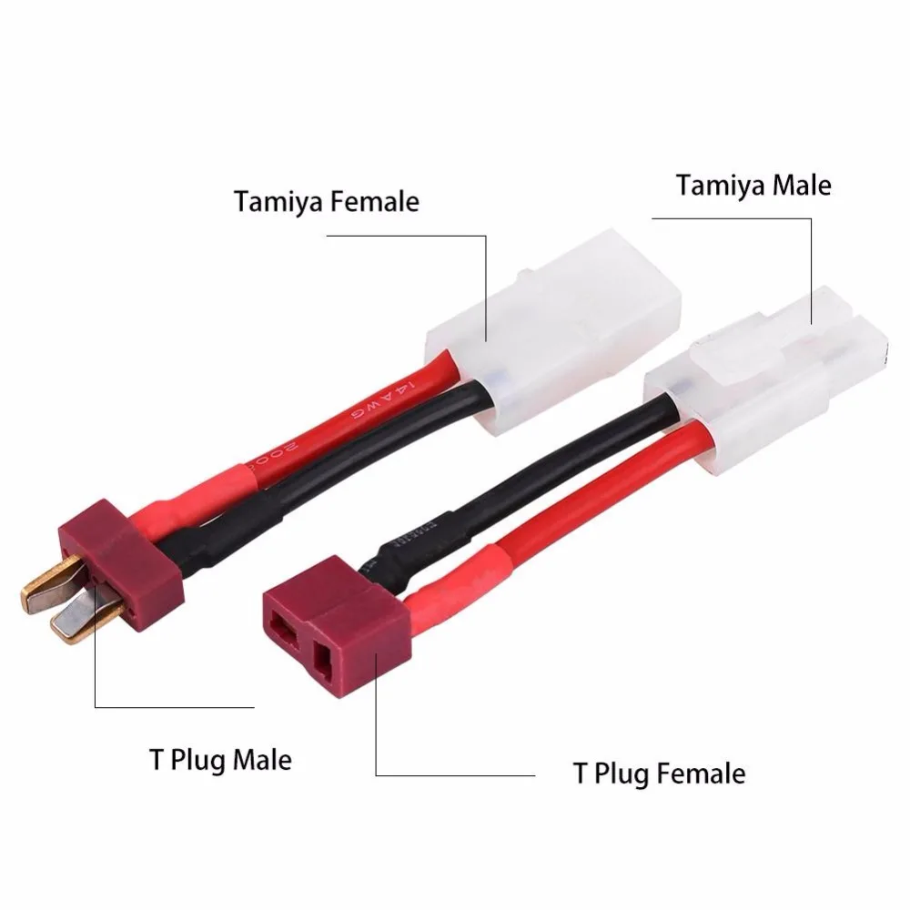 Tamiya to T Plug (Dean\'s Style) Male / Female Cable /w 10cm Wire for RC Car Boat HSP Parts ESC Battery FPV Quadcopter DIY