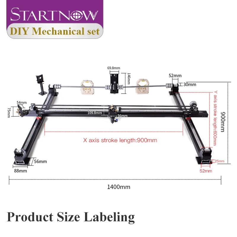Startnow 600mmx400mm 1300mmx900mm 1600mmx1000mm CO2 Laser Engraver Single Laser Head Outer Sliding Rails Kits XY Axis Metal Part