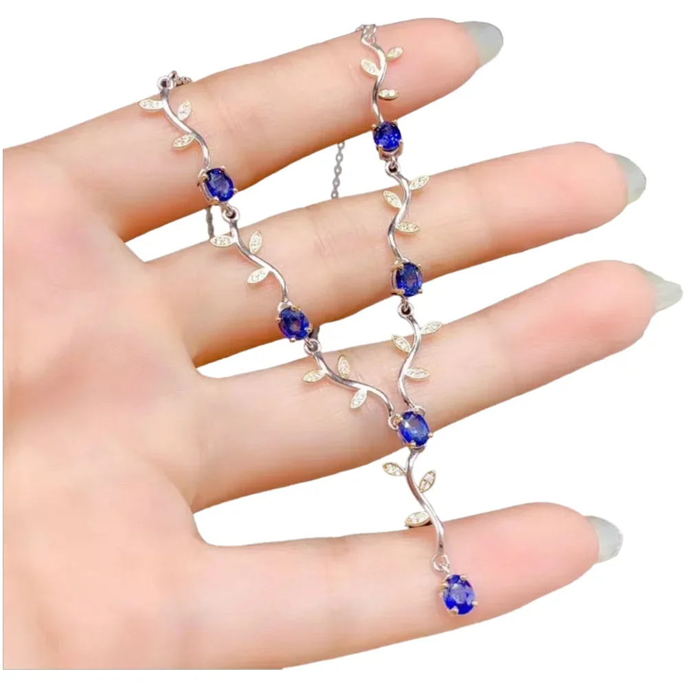 

KJJEAXCM Fine Jewelry 925 Sterling Silver Natural sapphire necklace Woman's Miss Female Girlnew Pendant halloween christmas Gift