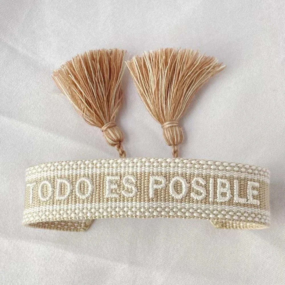 Woven Wrap Bracelets With Spanish Words Bohemian Style Stackable Bracelets