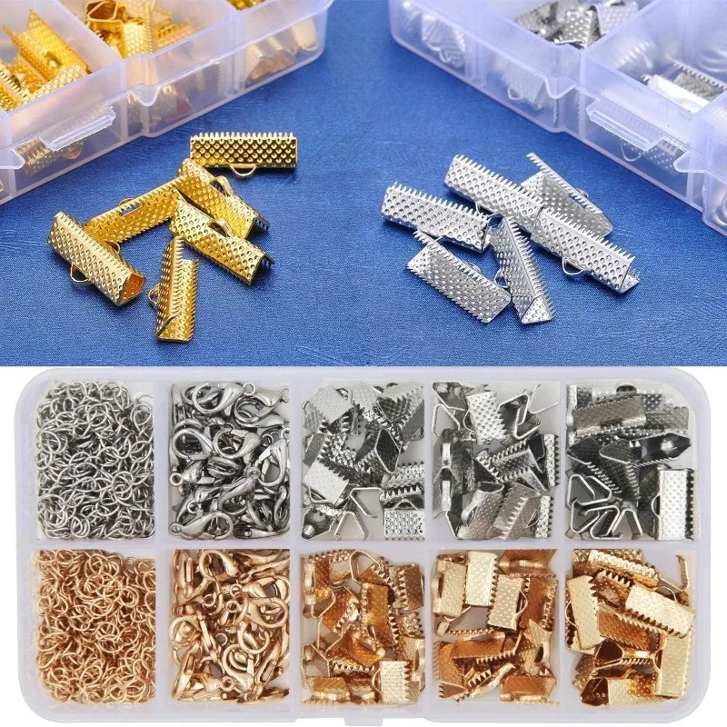 DIY accessory kits in 10-piece boxes, closed-end rings, lobster clasps, monkey clasp, material and tool set