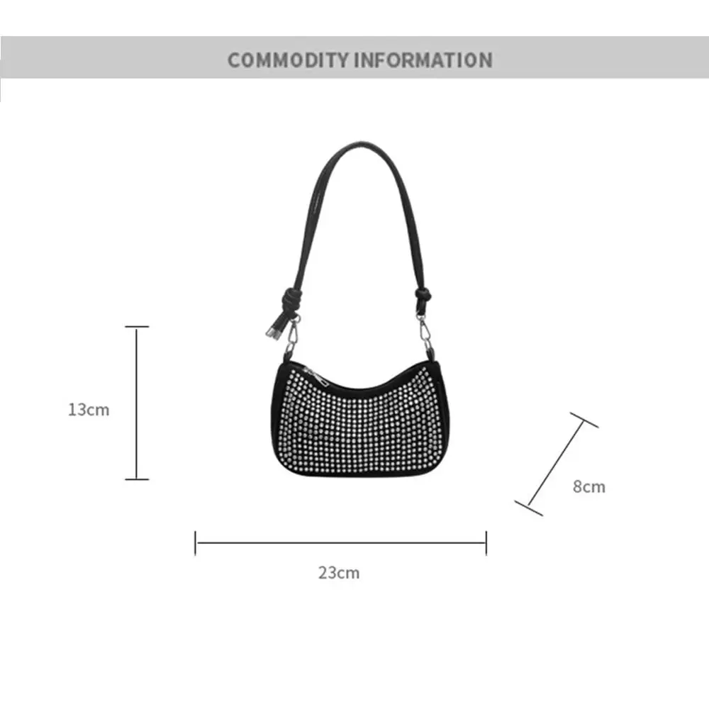 Women\'s Personalized Sling Bag Underarm Bag Shoulder Bag Casual PU Leather Tote Bags Girls Fashionable Diamond Hasp Handbags