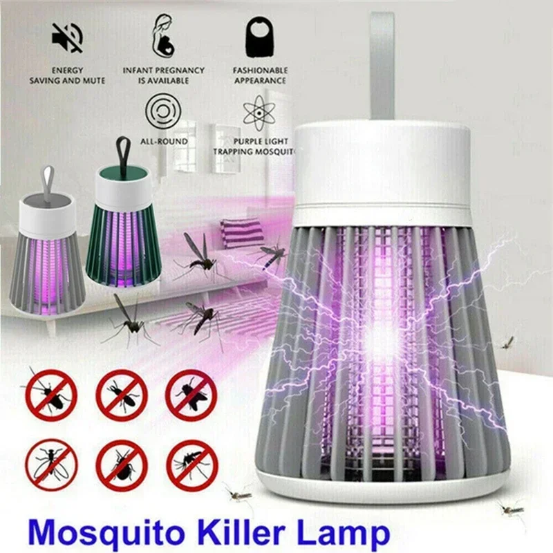 Lámpara antimosquitos UV de 1200mAh, modelo recargable por USB, lámpara antimosquitos, lámpara de Control de plagas para el hogar 360 °   Trampa