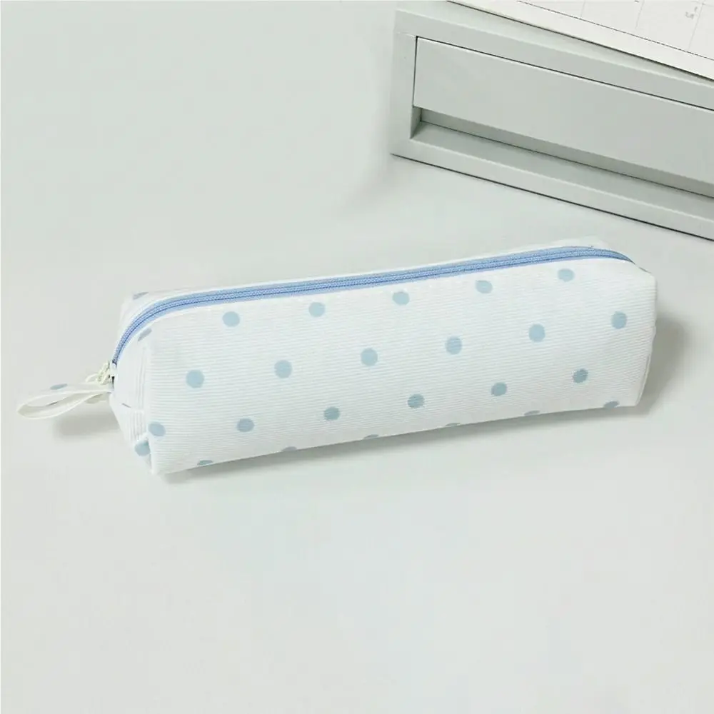 Korean Cream Color Pencil Case Polka Dot Multi-functional Pen Bag Large-capacity Stationery Storage Bag Back To School Gift