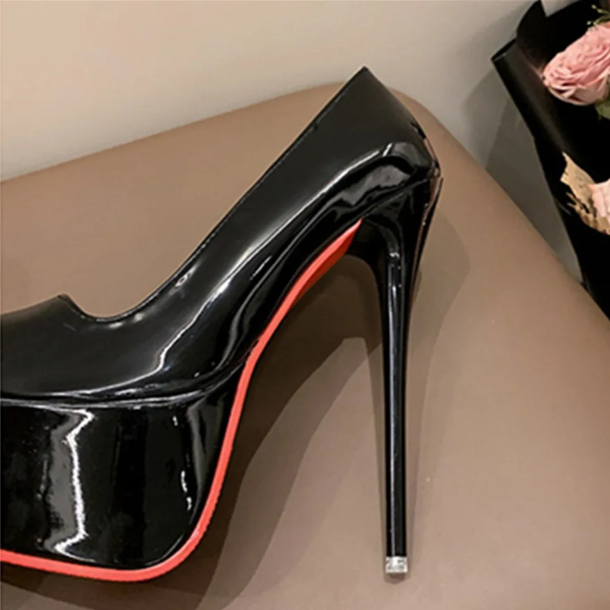 Big Size 35-42 Women Peep Toe Sexy Solid Flock Party Pumps 2025 Platform Super High Heels 16cm Shoes Female Shallow Wedding Red