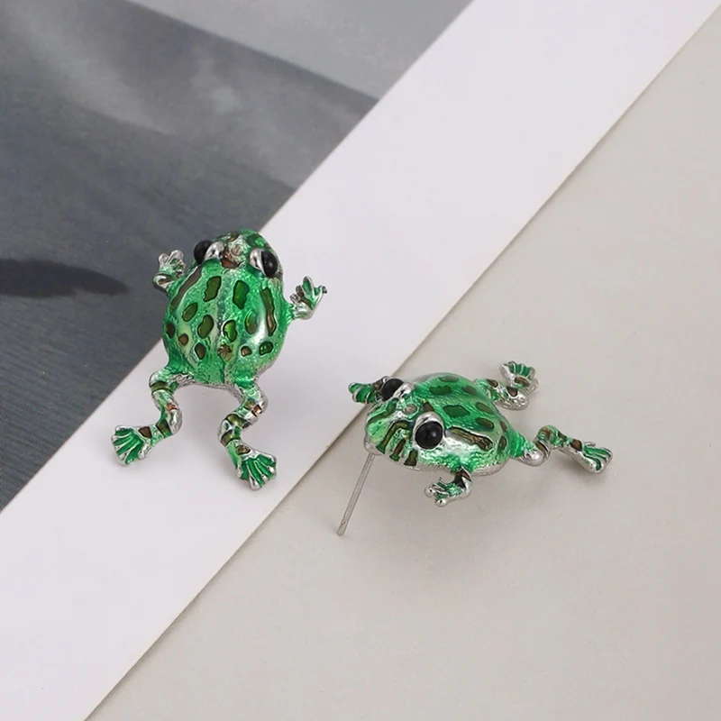 Gotischer lustiger grüner Frosch-Ohrclip für Frauen, niedlicher Tier-Ohrclip ohne Ohrlöcher, Ohrringe, Party-Schmuck, Geschenk – Detail 7