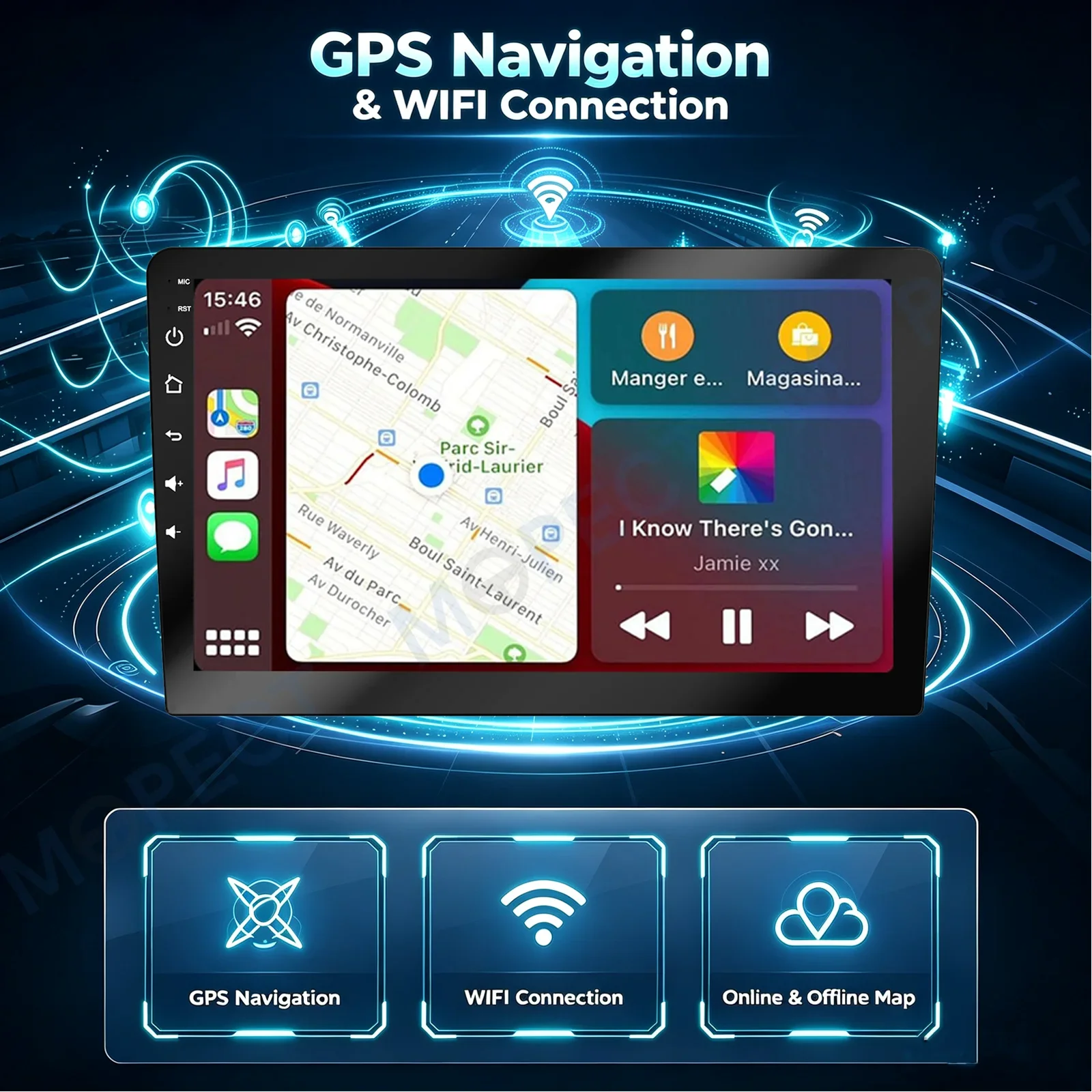 9-Zoll Android 15.0 Autoradio 4+64GB für VW Polo 6R 6C V 2009-2017 Apple CarPlay IPS Touchscreen GPS-Navigation FM/AM SWC Bluetooth – Detail 5