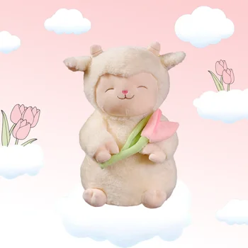 Juguetes de peluche de cordero y tulipán Kawaii, juguete de peluche suave, bonito juguete para acompañar el sueño, juguete suave para abrazar, regalo de cumpleaños para niños, Día de San Valentín