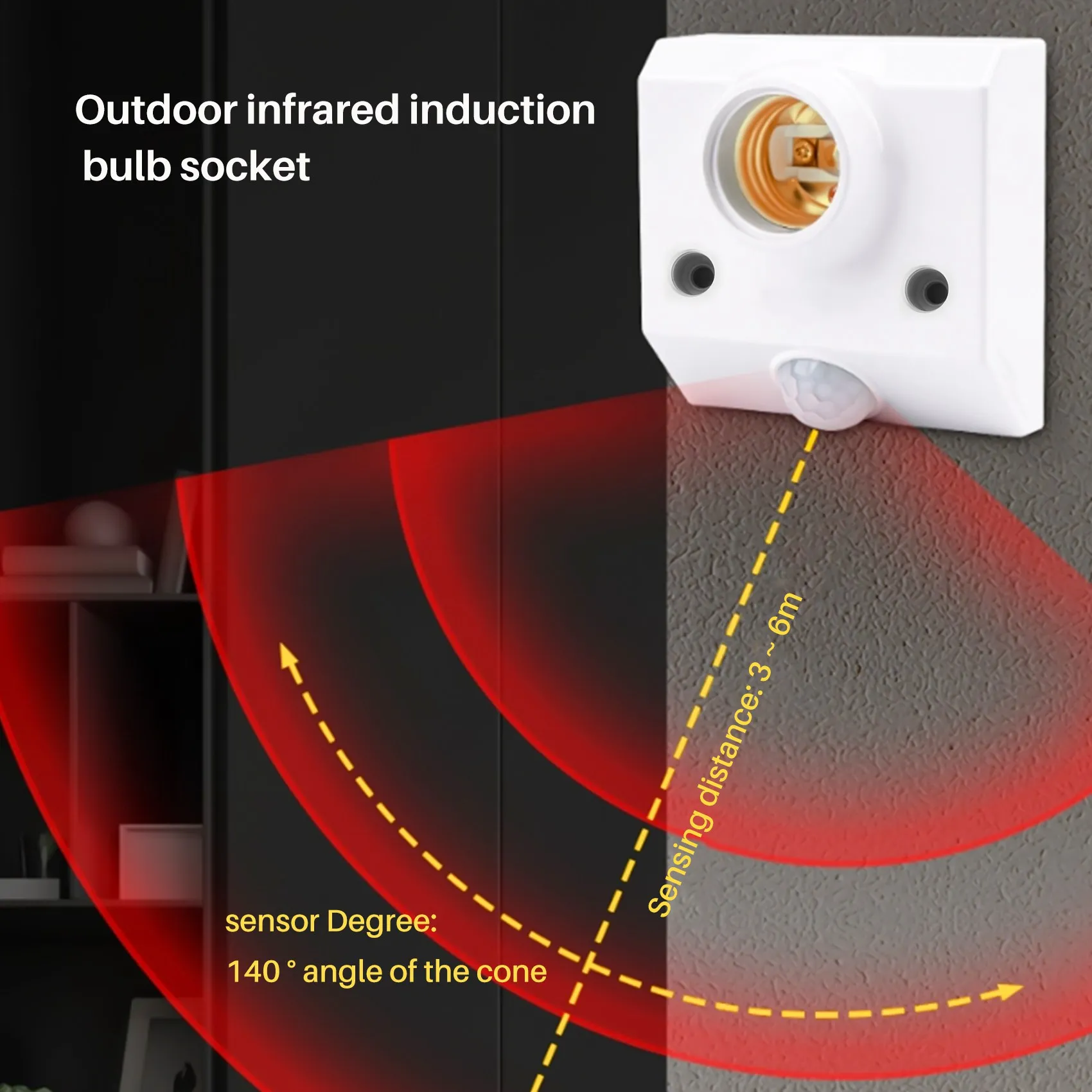 [B25B!】 Base Socket IR Lamp Bulb Movement Detector