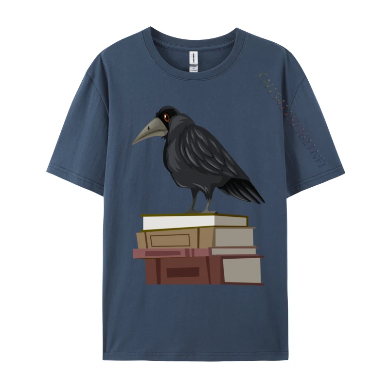 Dark Academia Aesthetic Raven Crow On Old Vintage Books Printing Tshirts Tops T Shirt Prevailing Cotton Fabric Unique