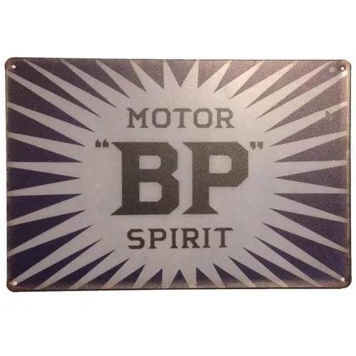 BP Motor Spirit Tin Sign Bar Shed Garage Man Cave Wall Plaque 30cm x 20cm --Tin Sign