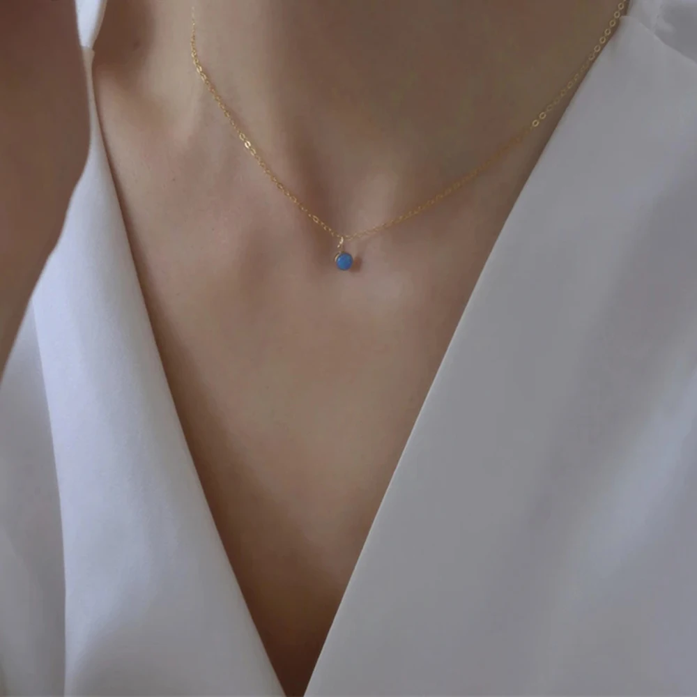 

Necklace 14K Gold Filled Handmade Choker Tiny Dainty Opal Charm Pendant Boho Collars Jewelry for Women Party Birthday Daily Gift
