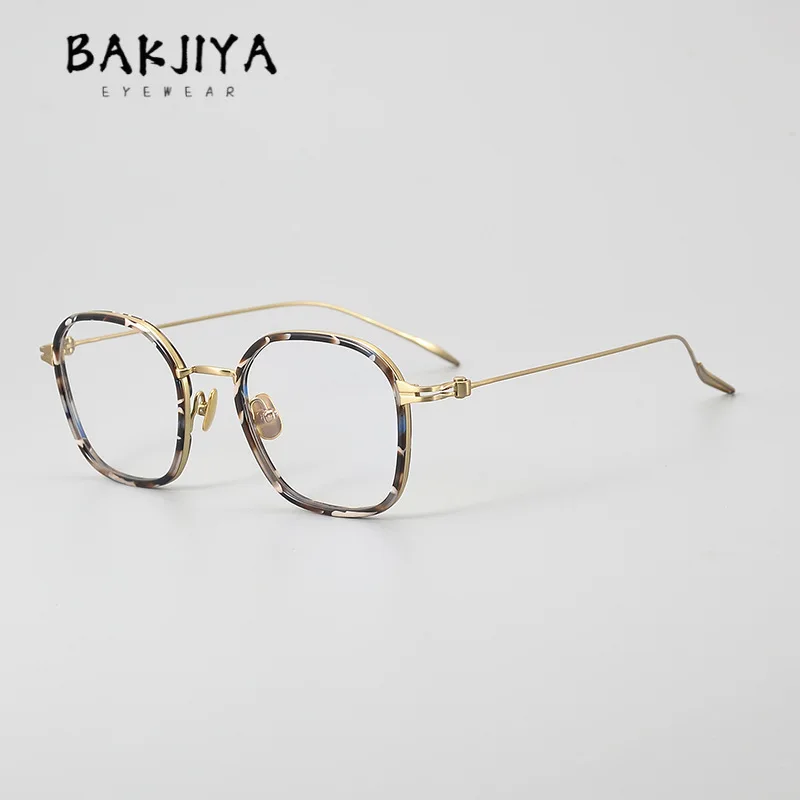 

High-end Pure Titanium Square Large Face Frame Men Eyeglasses Casual Trend of Anti-blue Light Glasses Frame Women Luxury Eyewear