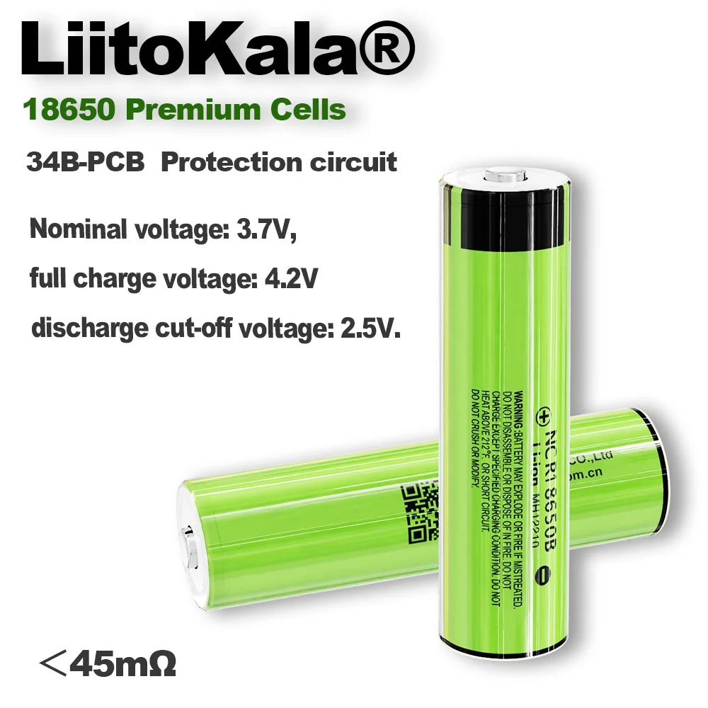 LiitoKala 18650 3400mAh battery 3.7V Li-ion Rechargebale battery PCB Protected NCR18650B 18650 3400