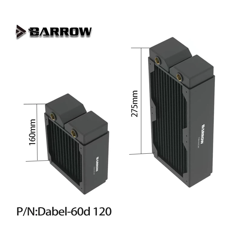 

Barrow Dabel-60d 120/240, G1/4 ''60 мм Толщина Медь 120 мм 240 мм Радиатор ПК Разряд воды Жидкостный теплообменник для вентилятора 12 см
