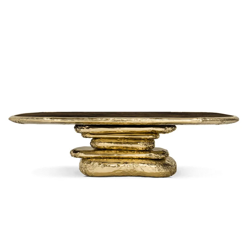 *Luxury Design Classic Antique Dinning Table - Brass Golden Marble Top Customized to Enhance Dining Room Aesthetics
