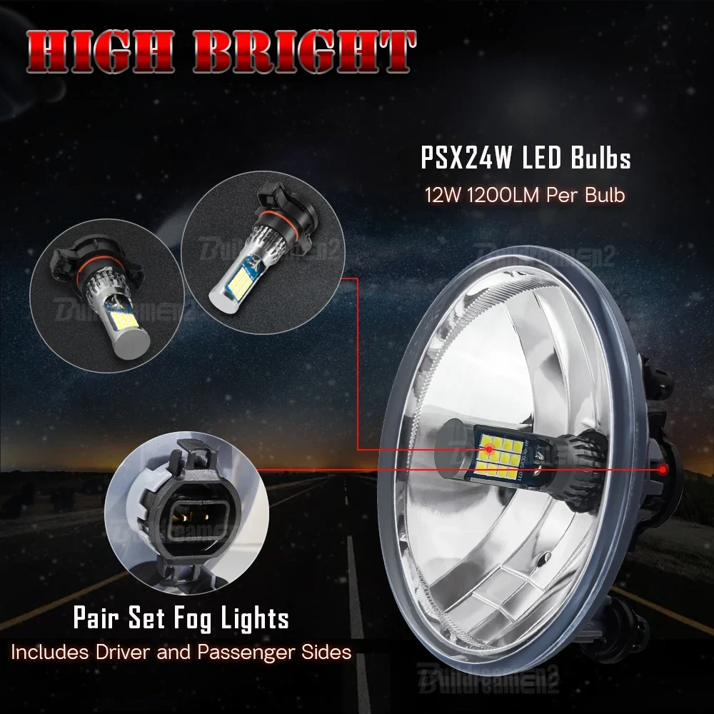 سيارة الجبهة LED الضباب ضوء عاكس الضوء مع عالية مشرق PSX24W لمبة 2 قطعة ل تشيفي شيفروليه كولورادو 2015 2016 2017 2018 2019