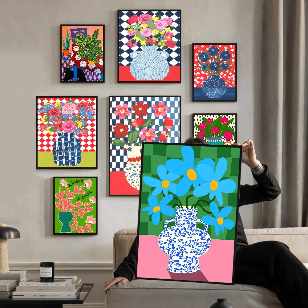 Pink Flower Market Vase Floral Plant Whitepaper Poster Kraft